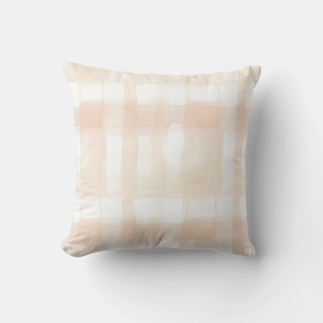 Coussin Eau douce Beige et Peach Plaid Thaillow (Recto)