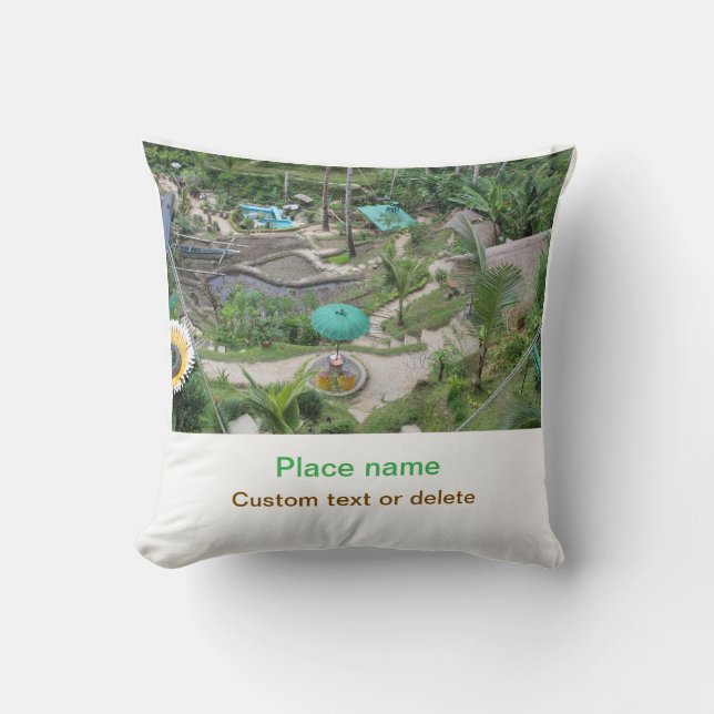 Coussin eau océan plage photo ajouter nom texte place été (Recto)