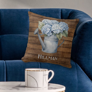 Coussin Eau Rustique Bleue Hydrangée Peut Personnalisé