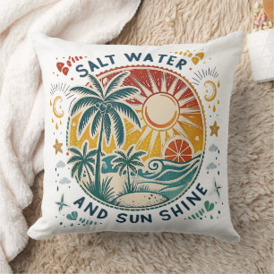 Coussin Eau salée et soleil Vintage Plage Tropicale