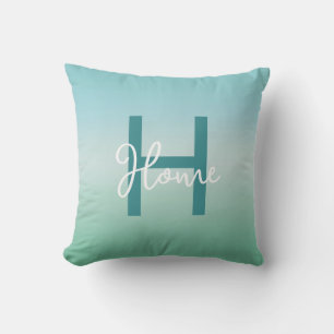 Coussin Eaux tropicales dégradé monogramme nom 