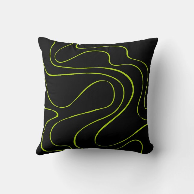 Coussin Ebb et flux 2 en Lime vert et noir (Verso)