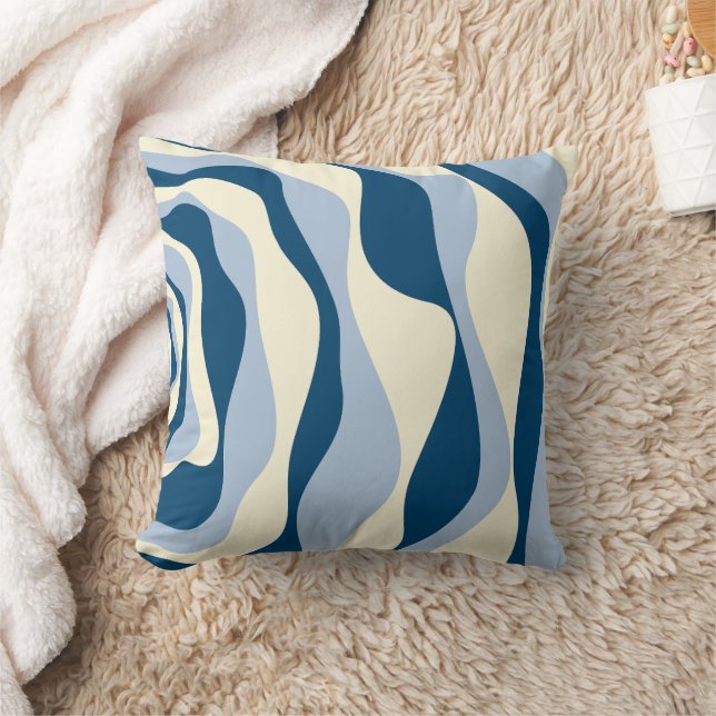 Coussin Ebb et flux 4 - Bleu foncé, Bleu clair et Crème (Couverture)
