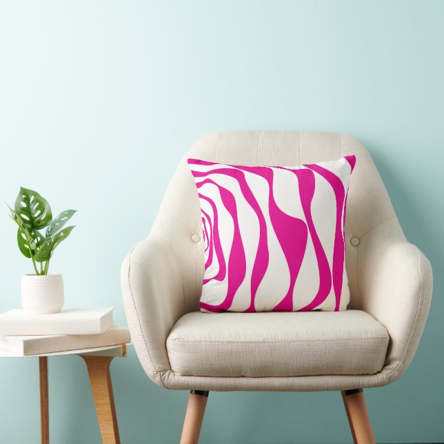 Coussin Ebb et flux 4 en Magenta et Blanc (Chaise)