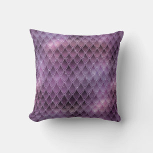 Coussin Écaille de dragon ombrée violette scintillante et