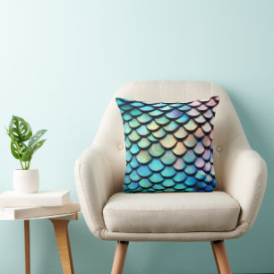 Coussin Écaille de poisson sirène magique brillante