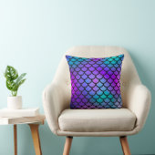 Coussin Écailles de sirène bleu sarcelle violet rose bleu (Chaise)