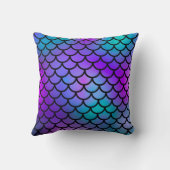 Coussin Écailles de sirène bleu sarcelle violet rose bleu (Verso)