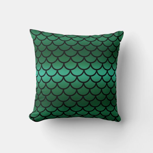 Coussin Écailles de sirène Green & Black Fantasy Fish (Recto)