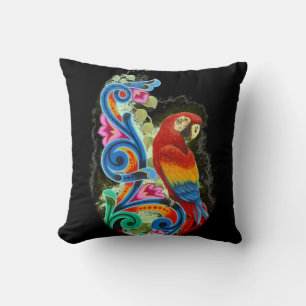 Coussin écarlate macaw noir