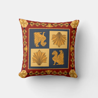 Coussin Écharpe avec des lions assis dorés. Éléments sépar
