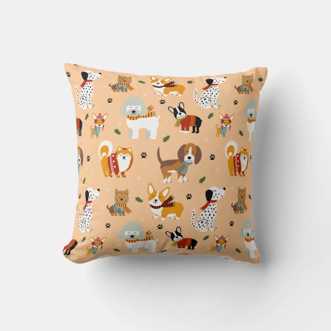 Coussin Écharpes festives d'hiver pour chiots (Recto)