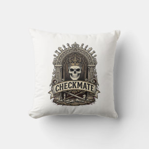 Coussin Échec et mat Roi Crâne Échecs Vintage
