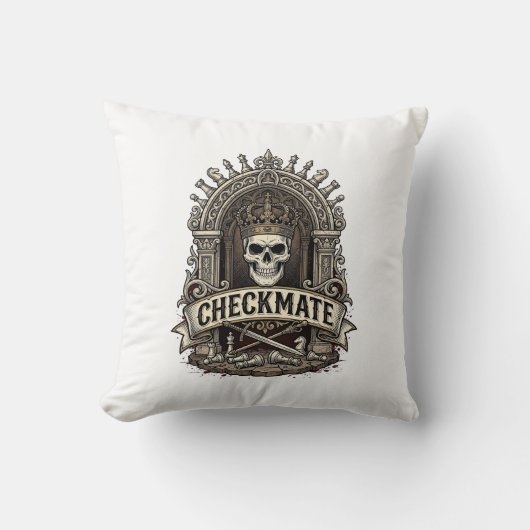 Coussin Échec et mat Roi Crâne Échecs Vintage (Recto)