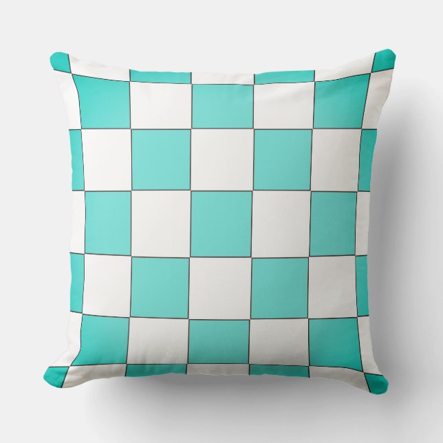 Coussin Échecboard Cyan Vert (Recto)