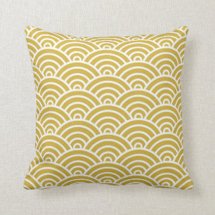 Coussin Échelles classiques d'art déco dans la moutarde et