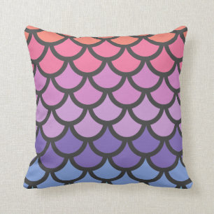 Coussin Échelles de sirène d'Ombre de coucher du soleil