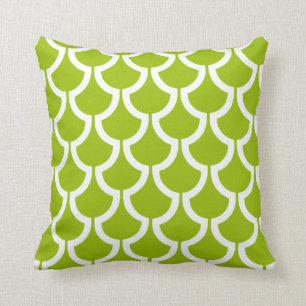 Coussin Échelles modernes géométriques blanc citron vert