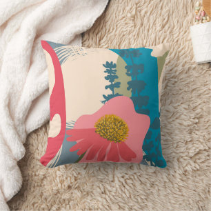 Coussin Echinacea Abstrait Artistic Moderne Blocs de coule