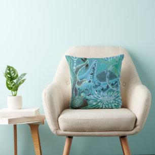Coussin Échinodermes Blue Great Barrier Reef   VINTAGE