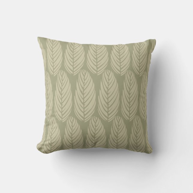 Coussin Écho Feuilles Vert Sage Pâle Olive (Recto)