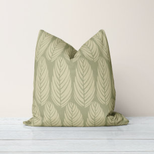 Coussin Écho Feuilles Vert Sage Pâle Olive