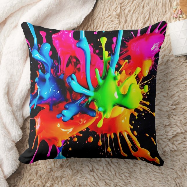 Coussin Éclaboussure Abstraite Colorée (Couverture)