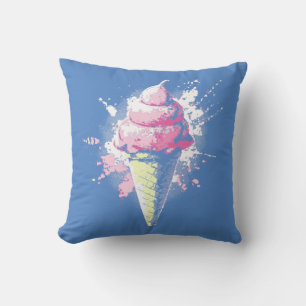 Coussin Éclaboussure de glace abstraite en rose en détress