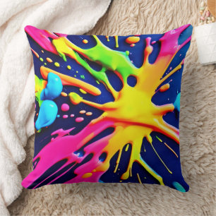 Coussin Éclaboussures néon vives