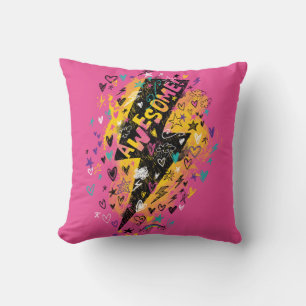 Coussin Éclair pour enfants Awesome Doodé rose