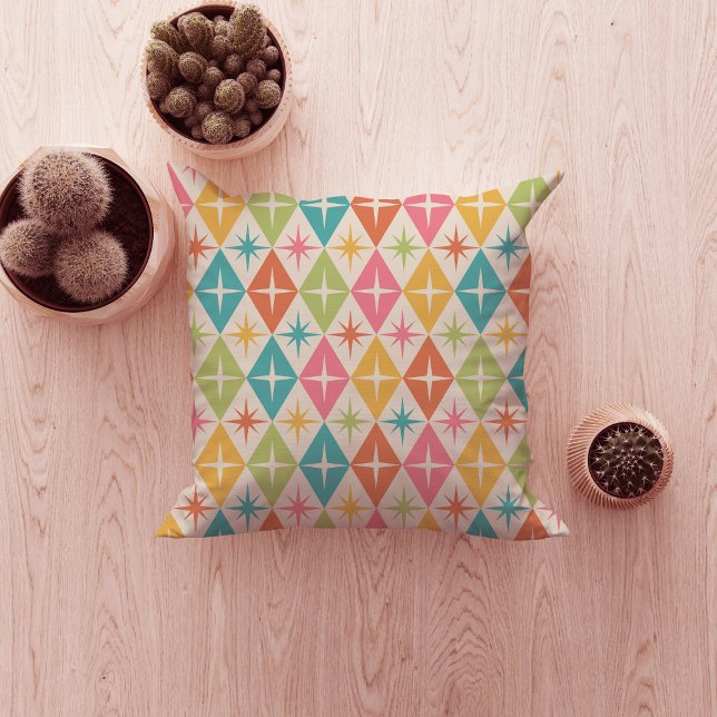 Coussin Éclats de étoiles de milieu de siècle sur des diam (Créateur téléchargé)