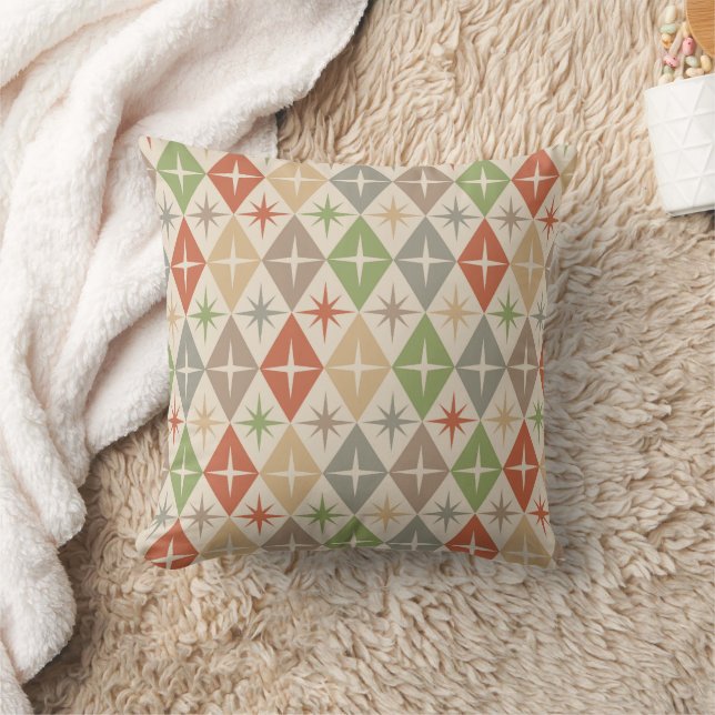 Coussin Éclats de étoiles du milieu du siècle sur des diam (Couverture)