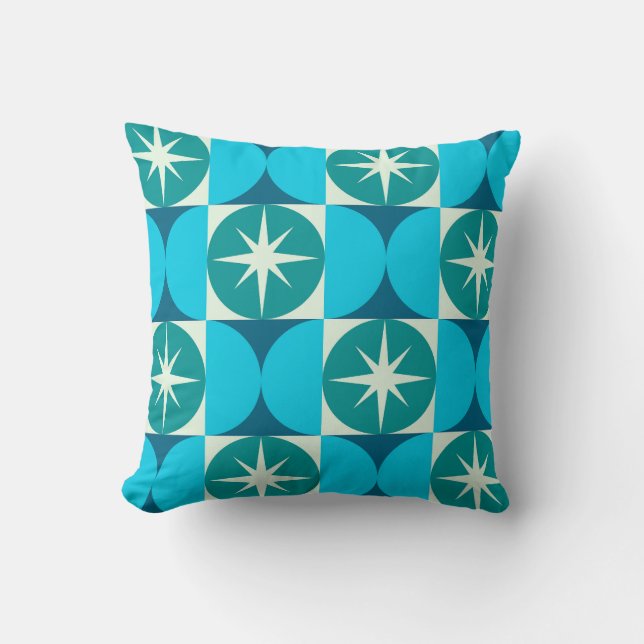 Coussin Éclats de starburst de milieu de siècle sur des ce (Recto)