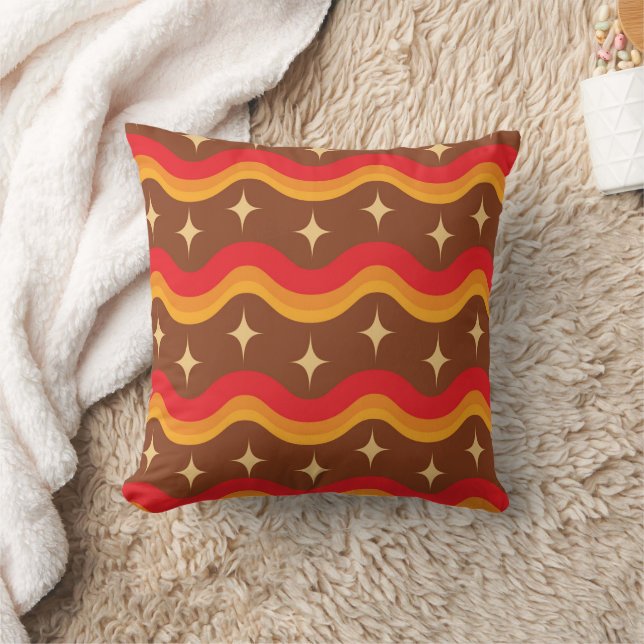 Coussin Éclats de starburst de milieu de siècle sur des va (Couverture)