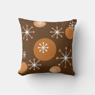 Coussin Éclats d'étoiles de l'ère atomique orange brûlé