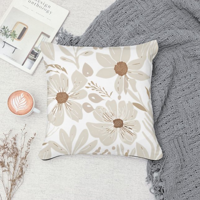 Coussin Eclectique Naturel Terracotta Fleur sauvage Boho R (Créateur téléchargé)