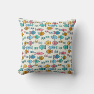Coussin École d'estampilles de blocs de poissons