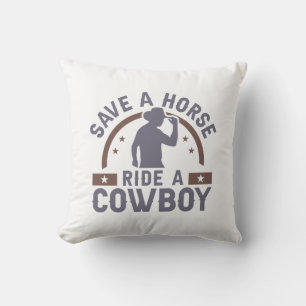 Coussin Économisez Une Promenade À Cheval Sur Un Cowboy