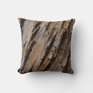 Coussin Écorce d'arbre I Dessin texturé abstrait naturel