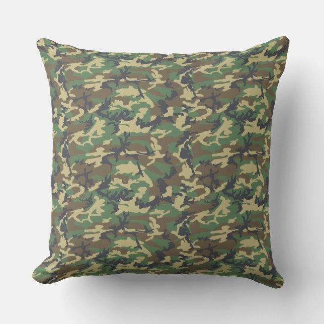 Coussin Écorce d'arbre vert | Motif de style Camo (Recto)