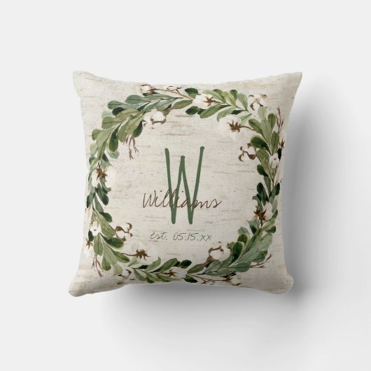 Coussin Écorce de bouleau de coton Monogramme Mariage Keep (Verso)