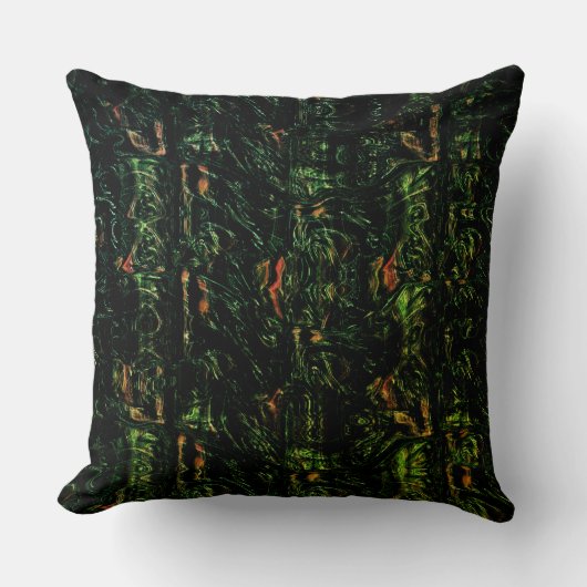 Coussin Écorce numérique sous verre martelé vert (Recto)