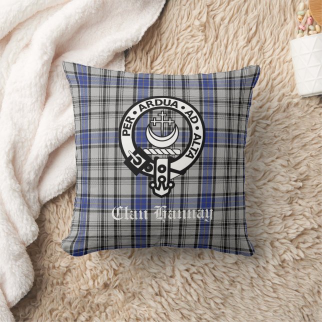 Coussin Écosse Clan Hannay Crest Badge et Tartan Custom (Couverture)