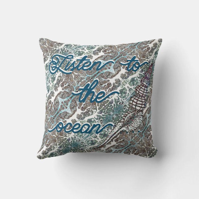 Coussin Écouter l'oreiller Ocean Throw (Verso)