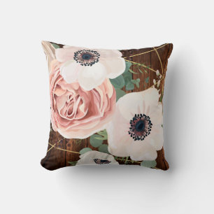 Coussin Écouteur de 16 po x 16 po Jardin géométrique Rose 
