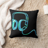 Coussin Écouteurs du DJ/coussin bleus disque de bleu (Couverture)