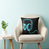 Coussin Écouteurs du DJ/coussin bleus disque de bleu (Chaise)