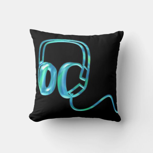 Coussin Écouteurs du DJ/coussin bleus disque de bleu (Recto)