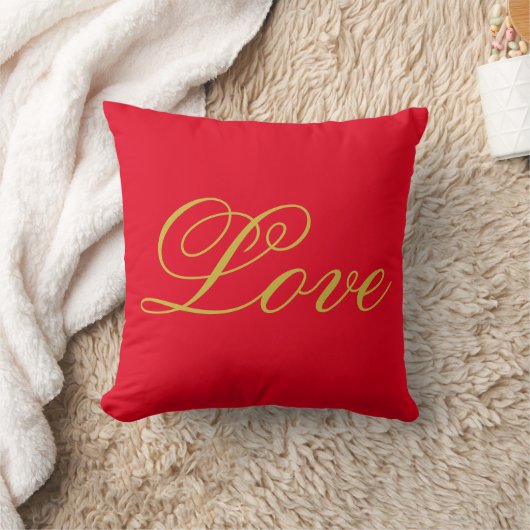 Coussin Écriture de couleur or amour rouge mariage calligr (Couverture)