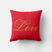 Coussin Écriture de couleur or rouge amour mariage calligr (Verso)